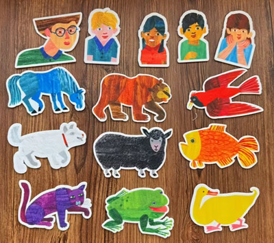 BROWN BEAR, BROWN BEAR by ERIC CARLE FELT BOARD SET-14 PCS-TEACHING AID-NWT!