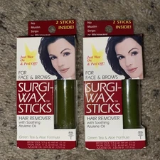 SURGI WAX HAIR REMOVER Sticks Face & Brows Lot Of 2 Azulene Oil