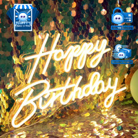 LED Neon Happy Birthday Schild Nachtlicht Dekoration Warmweiß USB FüR Party