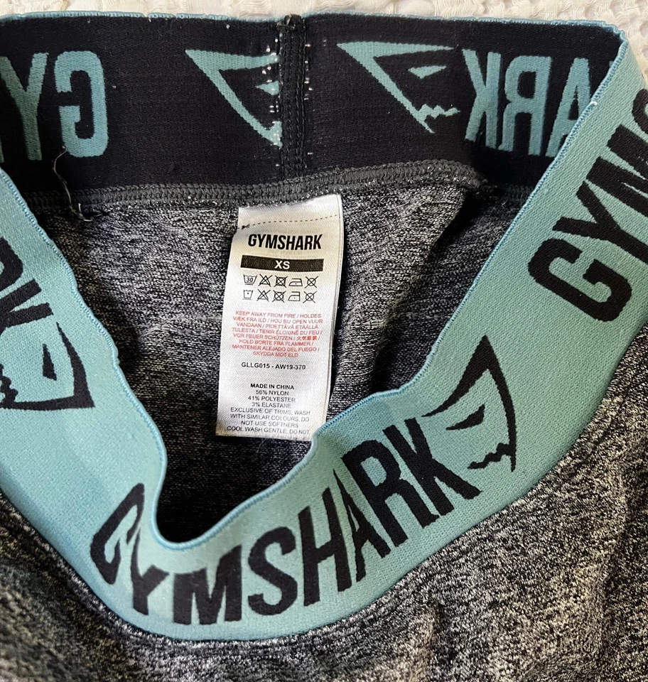Gymshark Grey Teal Marl 紧身裤弹力高腰女式小号 — 第 3/4 张图片