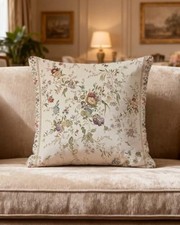 Floral Pillow Cover 18x18   Vintage French 18" x 18" Pack of 1 Beige  gray