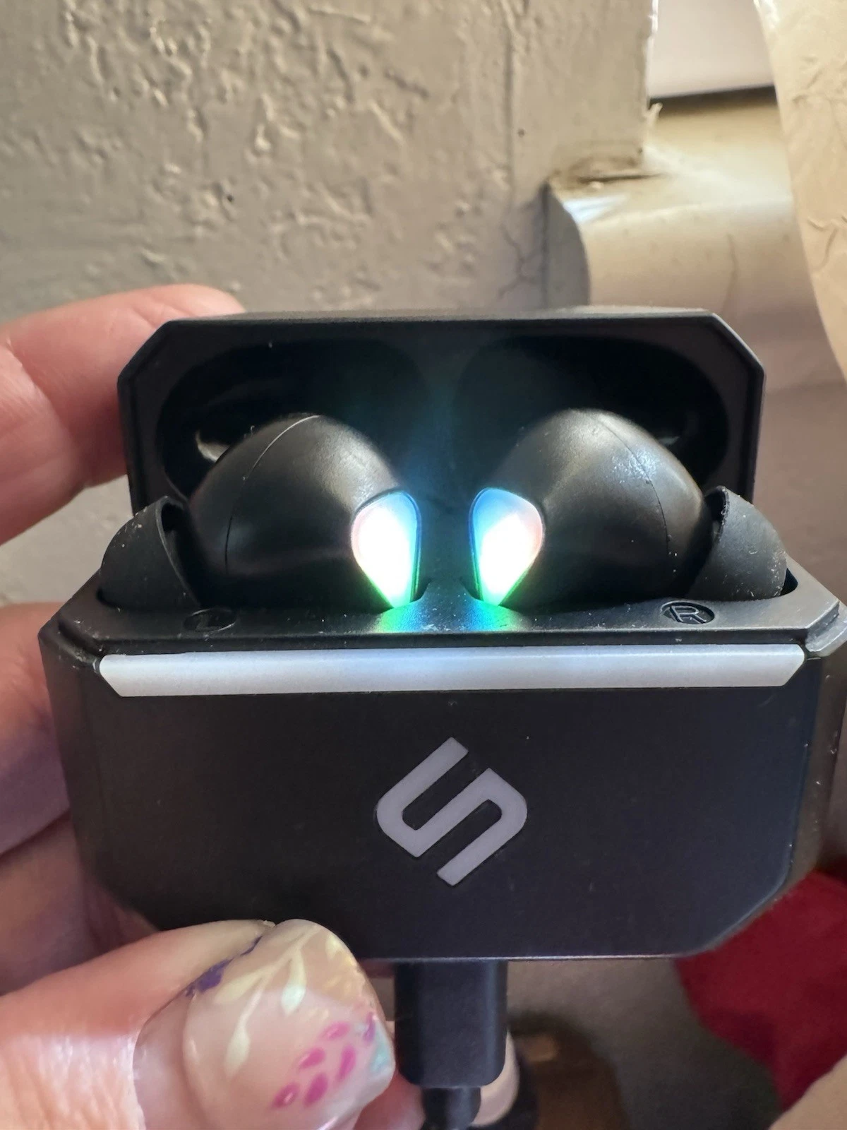 Sentry Wireless Gaming Earbuds RGB Bluetooth Earphones w Charging Case Blac