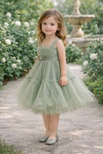 Girls Sage Couture Flower Girl Birthday Princess Tulle Pageant Dress- 3T 4T