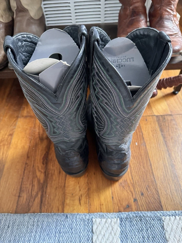 Botas Vaqueras Allen Negro Caimán Talla 10.5 D Hechas en México Foto 2 de 4