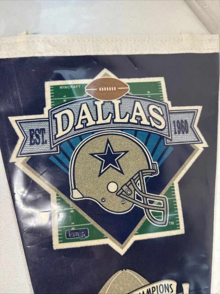 Шерстяной вымпел чемпионов Dallas Cowboys 5X Super Bowl 12x30 NFL ограниченное издание 1:2500 - Изображение 4 из 4