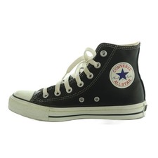 Converse High Top Sneakers Black Faux Leather US45 235cm Unisex Used