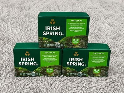 Irish Spring Original Deodorant Soap Bar, Green Rectangular Body Bar 4 oz