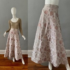 Vintage 60s Metallic Floral Brocade EDDIE GEORGE California Maxi Party Skirt M