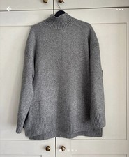 H&M Grey Oversized Chunky Knit Turtleneck Sweater - Size M (UK 12-14)