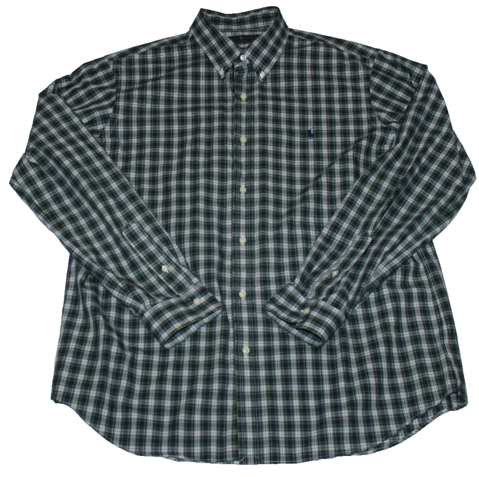 Ralph Lauren Men's Classic Fit Button-Up Shirt Size L Green Plaid Long Sleeve