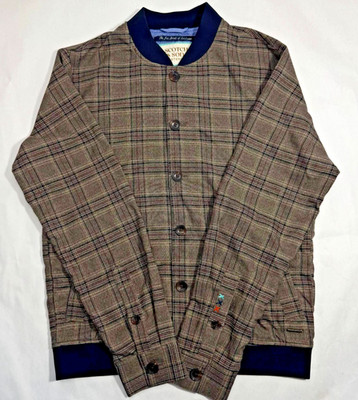Scotch & Soda Amsterdam Vibrato Plaid Bomber Jacket Men's Small Camel Night