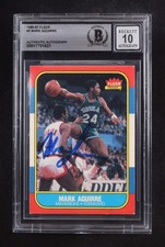 Mark Aguirre Signed 1986-87 Fleer #3 RC (BGS | Auto 10) Rookie Card. rookie card picture