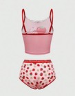 L Pink Sugar Strawberry Shortcake Lace Cami top brief Lingerie girly Thrillz Set — photo 2