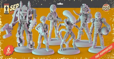 Sci-Fi Alien Xenomorph 34mm Tabletop RPG Miniatures 3D Printed Resin V2