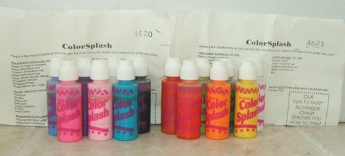 Vintage Tri-Chem Color Splash Paint Lot of 14 Bottles with Applicator Tips