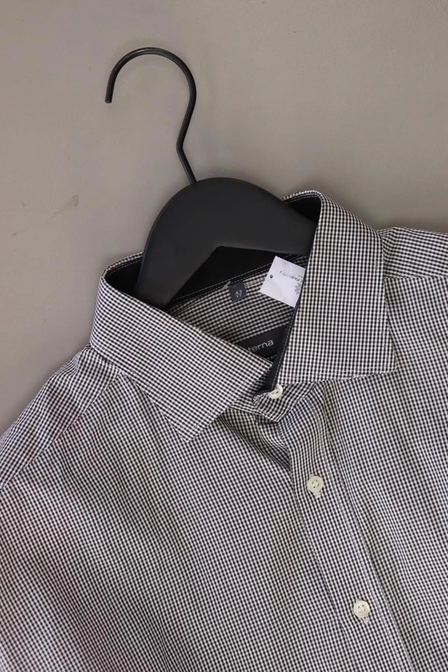 Eterna camicetta per uomo taglia Hemdgröße 43, XL, 54 a quadri nero di cotone - Immagine 3 di 4