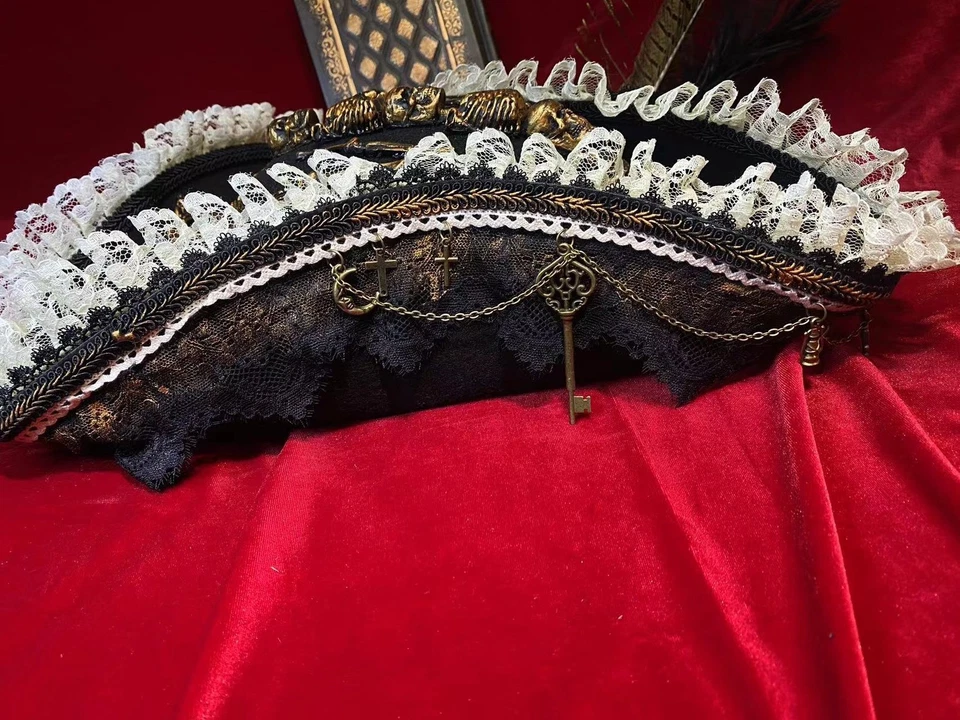 Sombrero Piratas del Caribe Cocked Gorra Pirata Tocado Halloween Juegos con disfraces Sombreros Foto 4 de 4