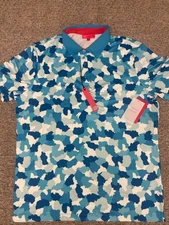Redvanly Large Malibu Blue Camo Dawson Golf Polo NWT