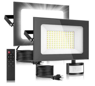 LED Flood Lights Outdoor 100W 10000LM Super Bright Floodlight with Motion Sensor