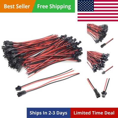 100PCS 50Pair JST SM 2PIN 24AWG Female and Male Connection Plug with Red Blac...