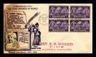 US COVER PROGRESS OF WOMEN FDC SCOTT 959 BLOCK OF 4 CROSBY PHOTO STAINED SIDE