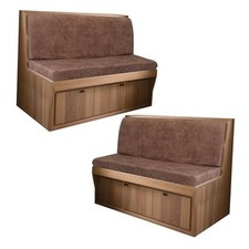 4PCS Leather Look RV Dinette Cushion Covers, 2 Set RV Chair Cover Brown