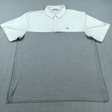 Travis Mathew Golf Polo Shirt Mens XL White Gray Colorblock Short Sleeve Stretch