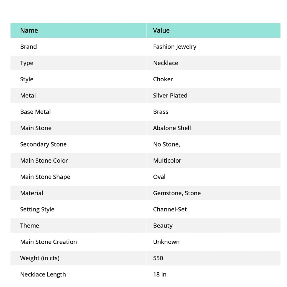Collana con pietre preziose ovali abalone conchiglia catena regolabile gioiel... - Immagine 4 di 4