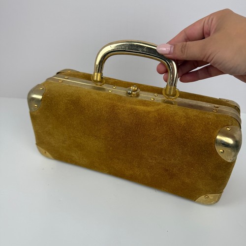 Borsa vintage velluto schiacciato Forsum Made in Italy borsetta pochette guscio rigido MCM - Foto 5 di 12