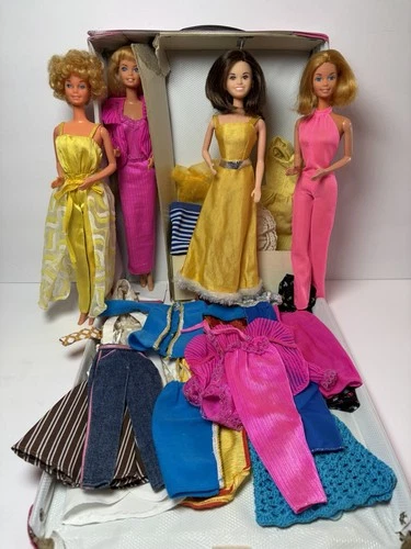 Vintage 1970s Barbie Doll Lot Doll Case Clothing & Accessories TLC  *AS-IS*