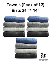 Luxury Bath Towel (12pack) 24'' * 44" for Home, Car wash, kids