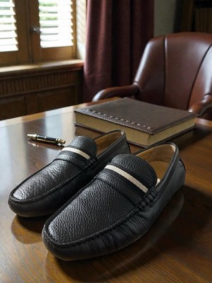 Bally Wabler /10  Driver Loafer  Black Leather Made In Italy SIZE US 6.5 D