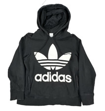 Adidas Originales Para Hombre Trifolio Sudadera con Capucha Pullover Negro Polar Sudadera Talla S