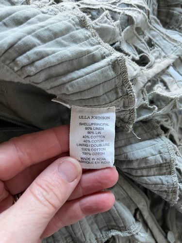 Ulla Johnson Mildred Blouse Lace Seagrass Green Cotton Linen Size 2 - Picture 8 of 9