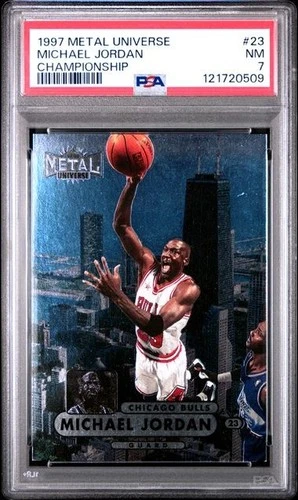 SkyBox 1997 Metal Universe Championship Michael Jordan #23 PSA 7 Bulls NBA