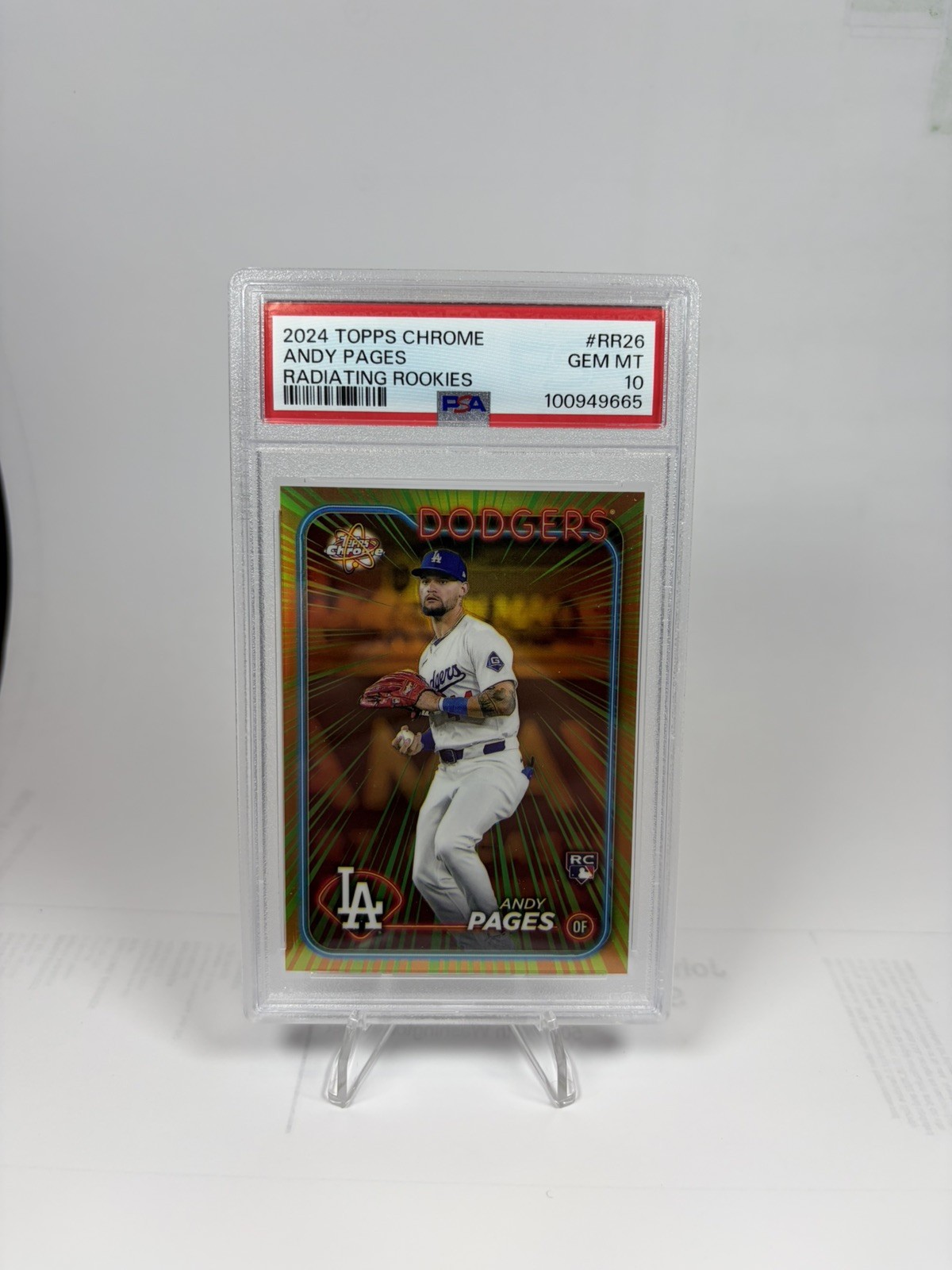 2024 Topps Chrome Update Andy Pages Radiating Rookies PSA 10