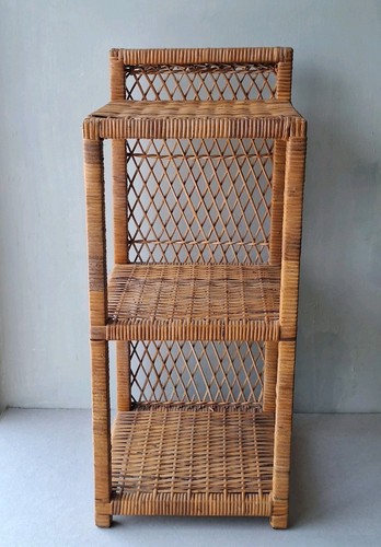 Boho Wicker 3 Tier Shelf Unit, Plant Stand, Bed Side Shelves - Picture 2 of 11