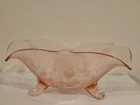 VTG Lancaster 3 Footed Pink Vintage Depression Glass Console Bowl 1930's