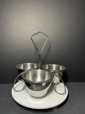 Vollrath Stainless Steel Caddy With 3 Bowls 47601 For Condiments  18/8 USA