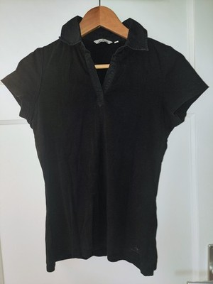 Tom Tailor Damen Polo-Shirt Größe S/M Schwarz 100% Baumwolle Top Zustand