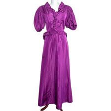 Vintage 80s Purple Bridesmaid Party Prom Dress Formal Ball gown Taffeta Sz Small