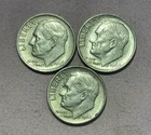 Lot of (3) Three Roosevelt Dimes - 90% Silver - All 3 are 1964 P - Very Nice