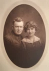 Antique Candid Portrait Photo WW1 US Soldier Uniformed & Wife 11x7