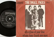 SMALL FACES AFTERGLOW OF YOUR LOVE & WHAM BAM DANISH 45+PS 1968 MOD FREAKBEAT