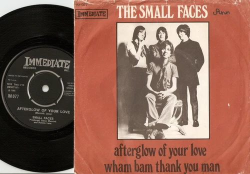 SMALL FACES AFTERGLOW OF YOUR LOVE & WHAM BAM DANISH 45+PS 1968 MOD FREAKBEAT
