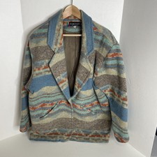 Vintage Komitor Womens Wool Jacket, Large, Aztec Style, Multicolored