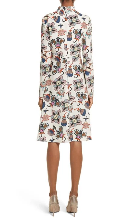 Abito nuovo con etichette San Valentino con stampa floreale pop cravatta crepe taglia 6