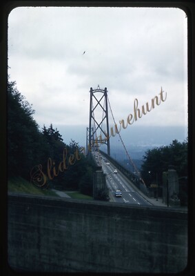 Lions Gate Bridge Vancouver Cars 35mm Slide 1950s Red Border Kodachrome