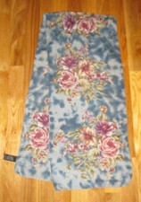 Adrienne Vittadini Blue Purple Green Floral 100 Silk Oblong Scarf 52"