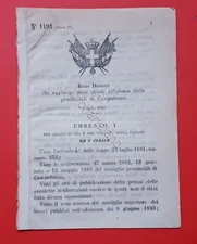 Decree Kingdom of Italy - Added ten streets to Campobasso's list - 1883 
